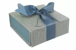 Итальянская подарочная коробка серо-синяя (16*16 см)