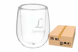 Склянка скляна з подвійним дном (скринька 36 штук) 200ml 671-040