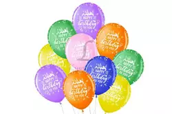Набір повітряних кульок "Hapy Birthday асорті" англ., Малайзія, без обкладинки, 10 шт. 251-9302