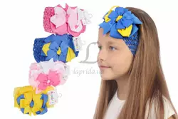 Детская повязка на голову с двухцветным бантиком