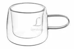 Чашка скляна з подвійним дном 220ml 671-026