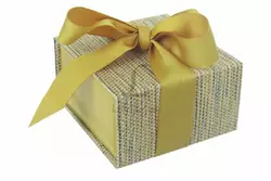 Итальянская подарочная коробка серо-желтая (9*9 см)
