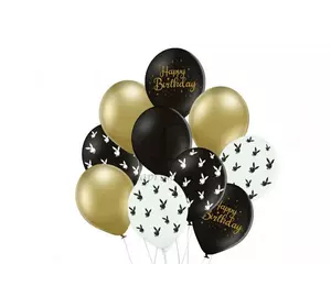 Набор воздушных шаров "Happy birthday, Play Boy" черный, белый, золотой, 10 шт. в уп. 251-9203