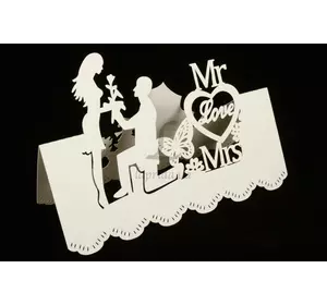 Посадкова картка "Mr love Mrs" молочна