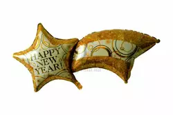 Кулька повітряна "Happy New Year" у формі зірки золота