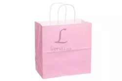 Паперовий пакет білий кольоровий з ручками (220*120*230 мм) рожевий 2-66926069