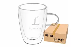 Чашка скляна з подвійним дном (скринька 36 штук) 330ml 671-019