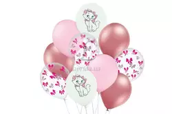Набір повітряних куль "Кішечка Мері" білий, рожевий, хром 10 шт. в уп. 251-9210