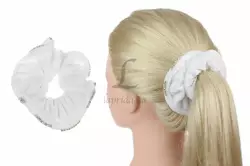 Резинка для волосся оксамитова біла з прикрасами 1-201574
