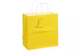 Бумажный пакет белый цветной с ручками (220*120*230 мм) желтый 2-66926038